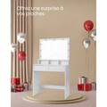 Masa de toaleta cu oglinda cu LED-uri / masuta dressing, Vasagle, 80s40s137.5 cm, MDF, alb