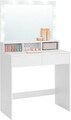 Masa de toaleta cu oglinda cu LED-uri / masuta dressing, Vasagle, 80s40s137.5 cm, MDF, alb
