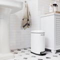 Cos de gunoi cu pedala 10 L, Songmics, Slim, inchidere soft close, 31.5x19x39 cm, otel, alb