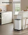 Cos de gunoi cu pedala 30 L, Songmics, Slim, inchidere soft close, 34.5x32.5x61.5 cm, otel, alb