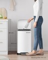 Cos de gunoi cu pedala 30 L, Songmics, Slim, inchidere soft close, 34.5x32.5x61.5 cm, otel, alb
