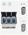 Cos de gunoi colectare selectiva 3 x 15 L, Songmics, 60.5x40.5x48.5 cm, inox, argintiu