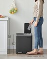 Cos de gunoi cu pedala 2 x 15 L, Songmics, inchidere soft close, igienic, etans, 41x36x47 cm, otel, negru