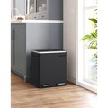 Cos de gunoi cu pedala 2 x 15 L, Songmics, inchidere soft close, igienic, etans, 41x36x47 cm, otel, negru