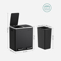 Cos de gunoi cu pedala 2 x 15 L, Songmics, inchidere soft close, igienic, etans, 41x36x47 cm, otel, negru
