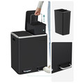 Cos de gunoi cu pedala 2 x 15 L, Songmics, inchidere soft close, igienic, etans, 41x36x47 cm, otel, negru