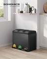 Cos de gunoi colectare selectiva 3 x 15 L, Songmics, 60.5x40.5x48.5 cm, inox, negru