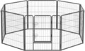 Tarc pentru caini din 8 panouri de fier, Feandrea, pliabil, 240x80x80 cm, gri