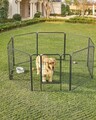 Tarc pentru caini din 8 panouri de fier, Feandrea, pliabil, 240x80x80 cm, gri