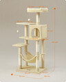 Ansamblu de joaca pisici / arbore pentru pisici, Feandrea, cu rampa pentru zgariat, 55x45x143 cm, PAL/plus/sisal, bej