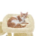 Ansamblu de joaca pisici / arbore pentru pisici, Feandrea, cu rampa pentru zgariat, 48x48x96 cm, PAL/plus/sisal, bej