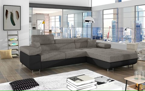 Coltar extensibil dreapta 4 locuri ELTAP, Armd-01, Armando, 289x203x85 cm, lemn/poliester, gri/negru