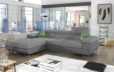 Coltar extensibil stanga 4 locuri ELTAP, Armd-25, Armando, 289x203x85 cm, lemn/poliester, gri deschis/gri inchis