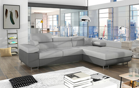 Coltar extensibil dreapta 4 locuri ELTAP, Armd-43, Armando, 289x203x85 cm, lemn/poliester, gri deschis/gri