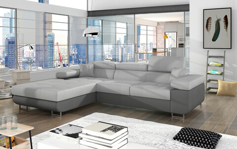 Coltar extensibil stanga 4 locuri ELTAP, Armd-66, Armando, 289x203x85 cm, lemn/poliester, gri deschis/gri