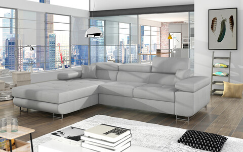 Coltar extensibil stanga 4 locuri ELTAP, Armd-67, Armando, 289x203x85 cm, lemn/poliester, gri deschis