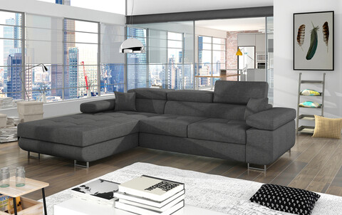 Coltar extensibil stanga 4 locuri ELTAP, Armd-81, Armando, 289x203x85 cm, lemn/poliester, gri inchis