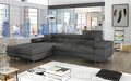 Coltar extensibil stanga 4 locuri ELTAP, Armd-81, Armando, 289x203x85 cm, lemn/poliester, gri inchis