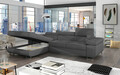 Coltar extensibil stanga 4 locuri ELTAP, Armd-81, Armando, 289x203x85 cm, lemn/poliester, gri inchis