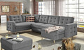Coltar extensibil reversibil 5 locuri ELTAP, AsdU-04, Asgard, 326x202x93 cm, lemn/poliester, gri