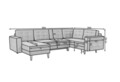 Coltar extensibil reversibil 5 locuri ELTAP, AsdU-08, Asgard, 326x202x93 cm, lemn/poliester, gri