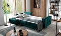 Coltar extensibil reversibil 3 locuri ELTAP, AsgL-24, Asgard, 248x162x93 cm, lemn/poliester, verde inchis