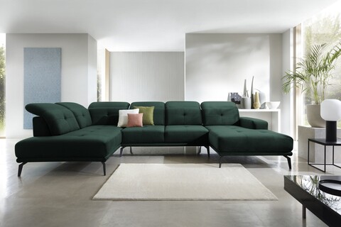Coltar stanga 6 locuri ELTAP, LT-35LO, Bretan, 350x205x107 cm, lemn/poliester, verde inchis