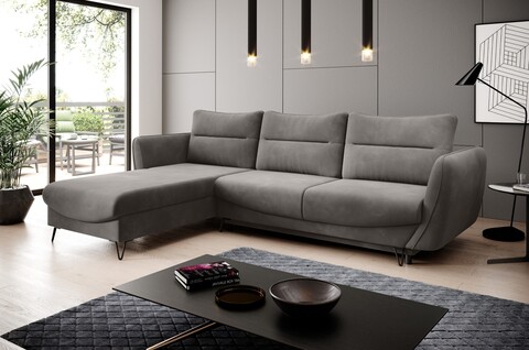 Coltar extensibil stanga 3 locuri ELTAP, LT-04LO, Silva, 276x201x100 cm, lemn/poliester, gri