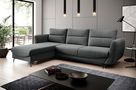 Coltar extensibil stanga 3 locuri ELTAP, LT-05VER, Silva, 276x201x100 cm, lemn/poliester, gri inchis