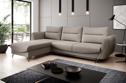 Coltar extensibil stanga 3 locuri ELTAP, LT-07PO, Silva, 276x201x100 cm, lemn/poliester, gri