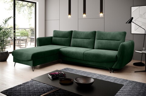 Coltar extensibil stanga 3 locuri ELTAP, LT-35LO, Silva, 276x201x100 cm, lemn/poliester, verde inchis