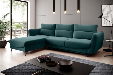 Coltar extensibil stanga 3 locuri ELTAP, LT-38VE, Silva, 276x201x100 cm, lemn/poliester, verde inchis