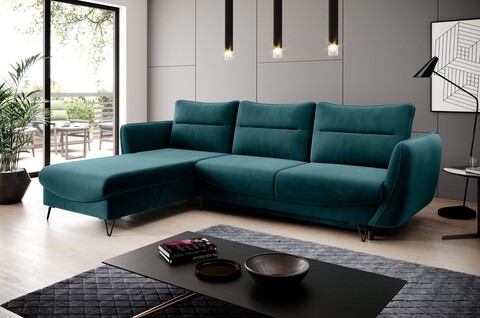 Coltar extensibil stanga 3 locuri ELTAP, LT-39LU, Silva, 276x201x100 cm, lemn/poliester, verde inchis