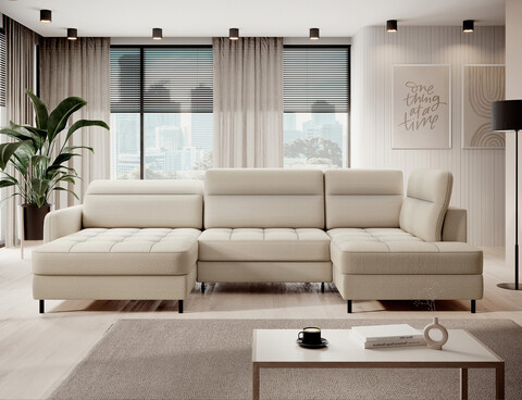 Coltar extensibil stanga 4 locuri ELTAP, LT-18MAN, Berrto, 306x165x100 cm, lemn/poliester, bej