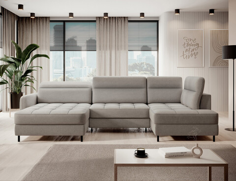 Coltar extensibil stanga 4 locuri ELTAP, LT-03RAQ, Berrto, 306x165x100 cm, lemn/poliester, gri