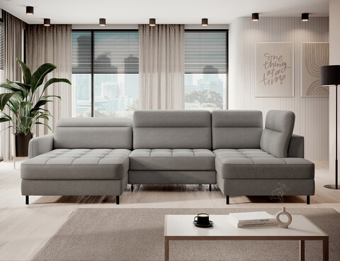 Coltar extensibil stanga 4 locuri ELTAP, LT-04RAQ, Berrto, 306x165x100 cm, lemn/poliester, gri inchis