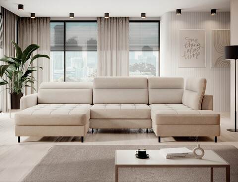 Coltar extensibil stanga 4 locuri ELTAP, LT-18RAQ, Berrto, 306x165x100 cm, lemn/poliester, bej