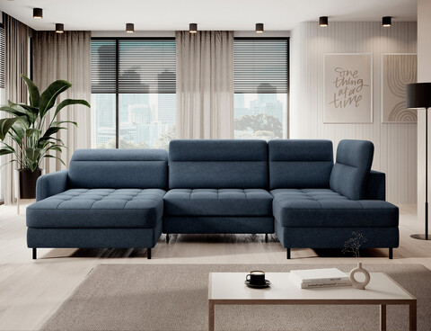 Coltar extensibil stanga 4 locuri ELTAP, LT-40RAQ, Berrto, 306x165x100 cm, lemn/poliester, albastru inchis