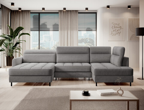 Coltar extensibil stanga 4 locuri ELTAP, LT-03TOS, Berrto, 306x165x100 cm, lemn/poliester, gri inchis