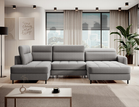 Coltar extensibil dreapta 4 locuri ELTAP, RT-03MAN, Berrto, 306x165x100 cm, lemn/poliester, gri inchis