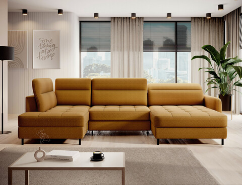 Coltar extensibil dreapta 4 locuri ELTAP, RT-45MAN, Berrto, 306x165x100 cm, lemn/poliester, mustar