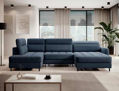 Coltar extensibil dreapta 4 locuri ELTAP, RT-40RAQ, Berrto, 306x165x100 cm, lemn/poliester, albastru inchis