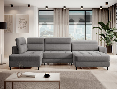 Coltar extensibil dreapta 4 locuri ELTAP, RT-03TOS, Berrto, 306x165x100 cm, lemn/poliester, gri inchis