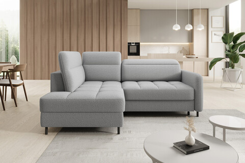 Coltar extensibil stanga 3 locuri ELTAP, LT-04ROY, Barea, 208x160x100 cm, lemn/poliester, gri deschis