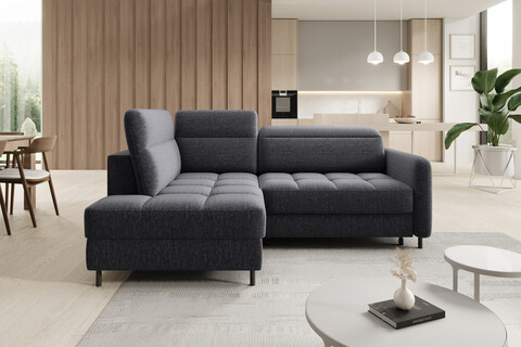 Coltar extensibil stanga 3 locuri ELTAP, LT-05AS, Barea, 208x160x100 cm, lemn/poliester, gri inchis