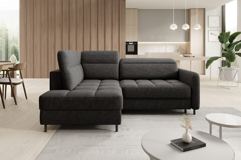 Coltar extensibil stanga 3 locuri ELTAP, LT-05RAQ, Barea, 208x160x100 cm, lemn/poliester, gri inchis