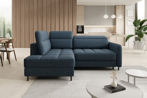 Coltar extensibil stanga 3 locuri ELTAP, LT-40MAN, Barea, 208x160x100 cm, lemn/poliester, albastru inchis