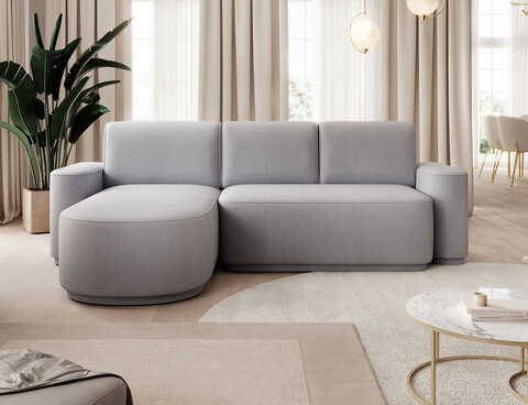 Coltar extensibil stanga 4 locuri ELTAP, Aurumm, 285x180x92 cm, lemn/poliester, gri inchis