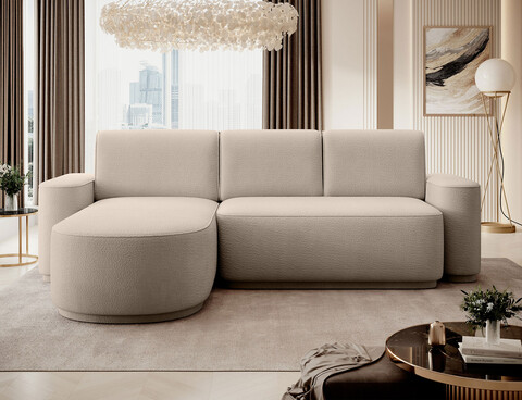 Coltar extensibil stanga 4 locuri ELTAP, Aurumm, 285x180x92 cm, lemn/poliester, bej