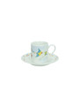 Set 2 cesti cu farfurie pentru cafea, Aria, Brandani, D11x6 cm, portelan New Bone China